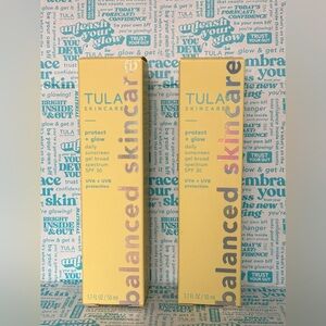 Tula 2-PACK skincare protect + glow daily sunscreen gel SPF 30 NIB. Full size